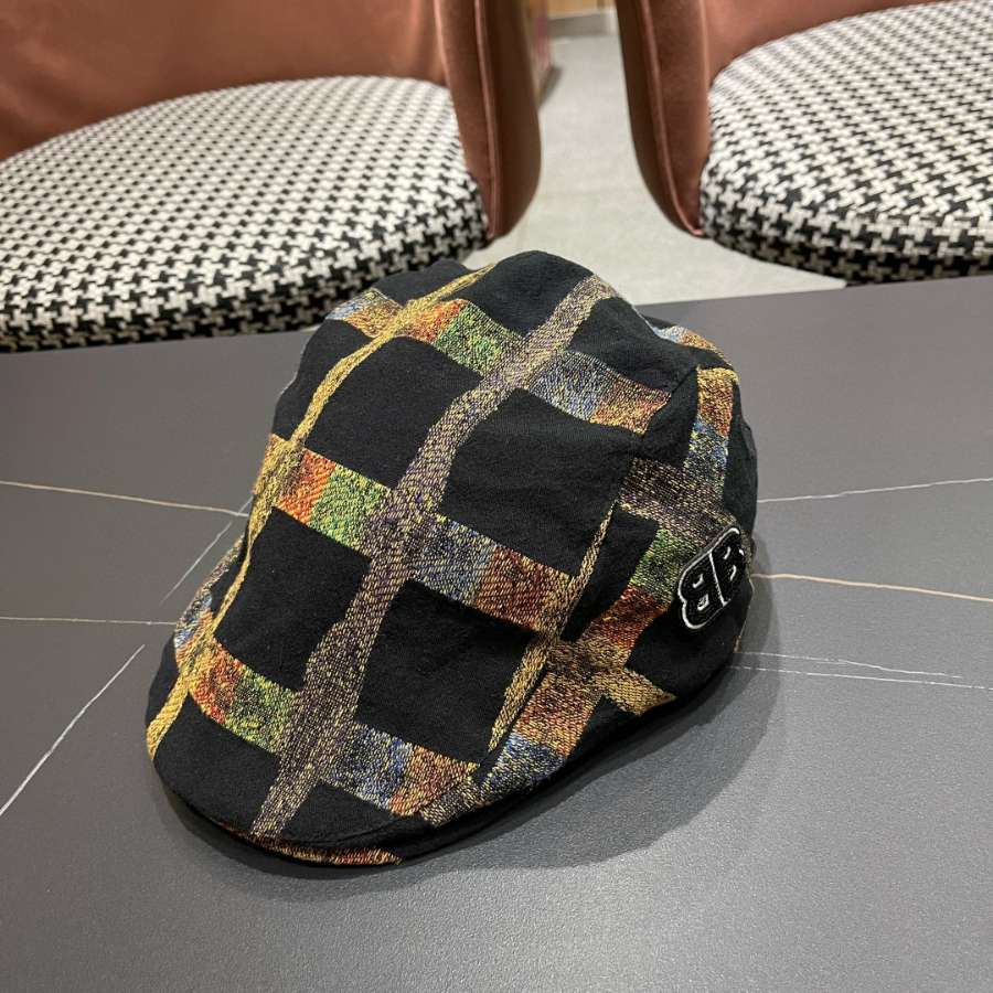 Unknown 알 수 봄 여름 남녀 공용 헌팅캡 복고풍 영국 격자 무늬 1