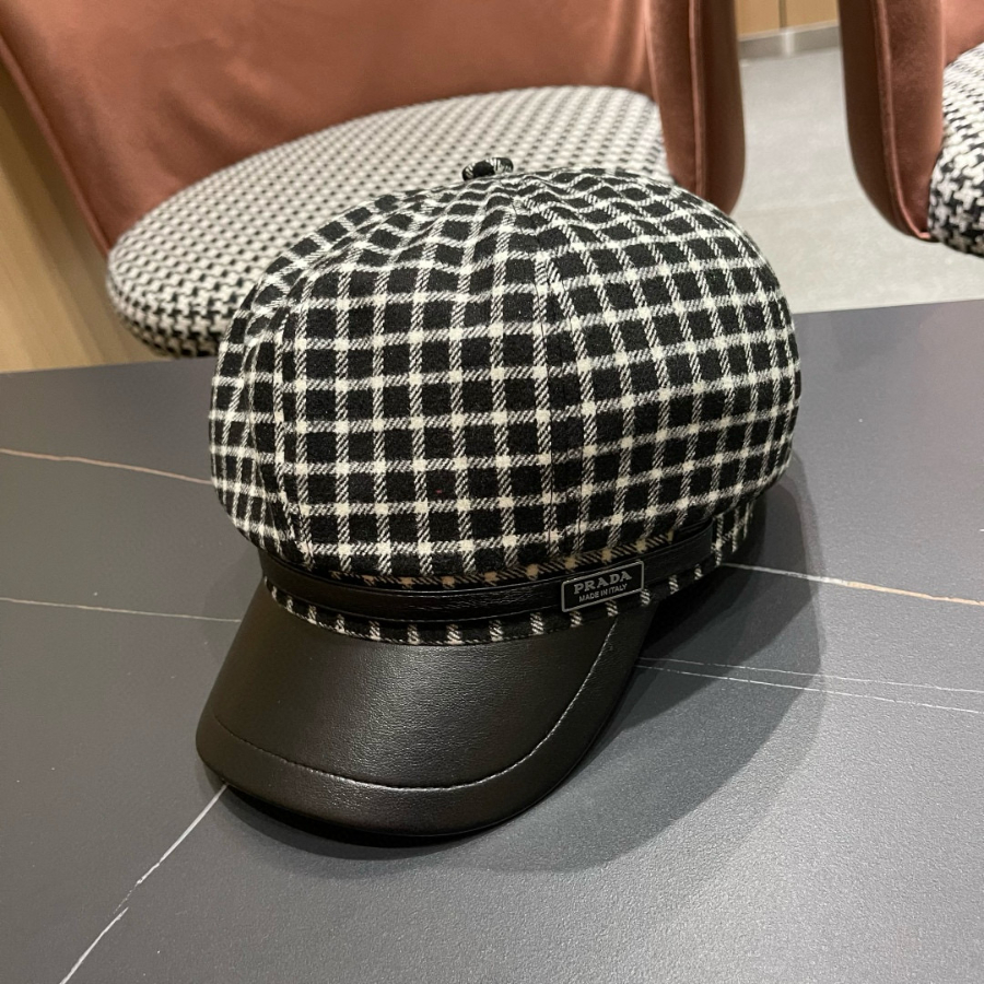 PRADA 프라다 2025 신형 격자무늬 봄 가을 베레모 1