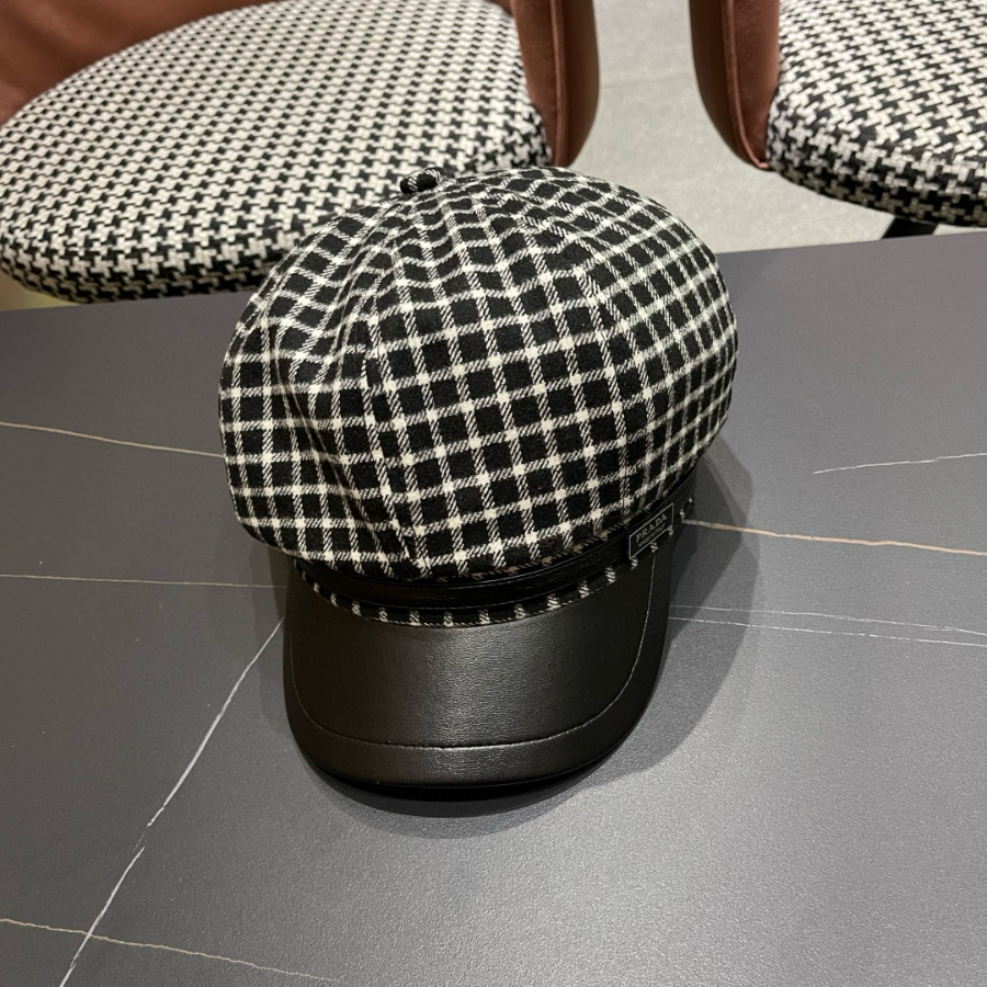 PRADA 프라다 2025 신형 격자무늬 봄 가을 베레모 2