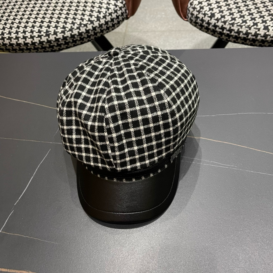 PRADA 프라다 2025 신형 격자무늬 봄 가을 베레모 4