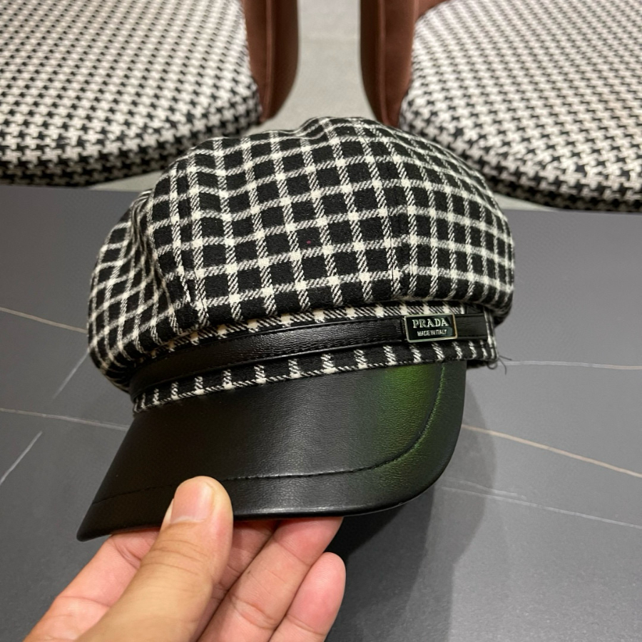 PRADA 프라다 2025 신형 격자무늬 봄 가을 베레모 5
