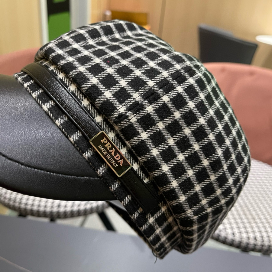 PRADA 프라다 2025 신형 격자무늬 봄 가을 베레모 7