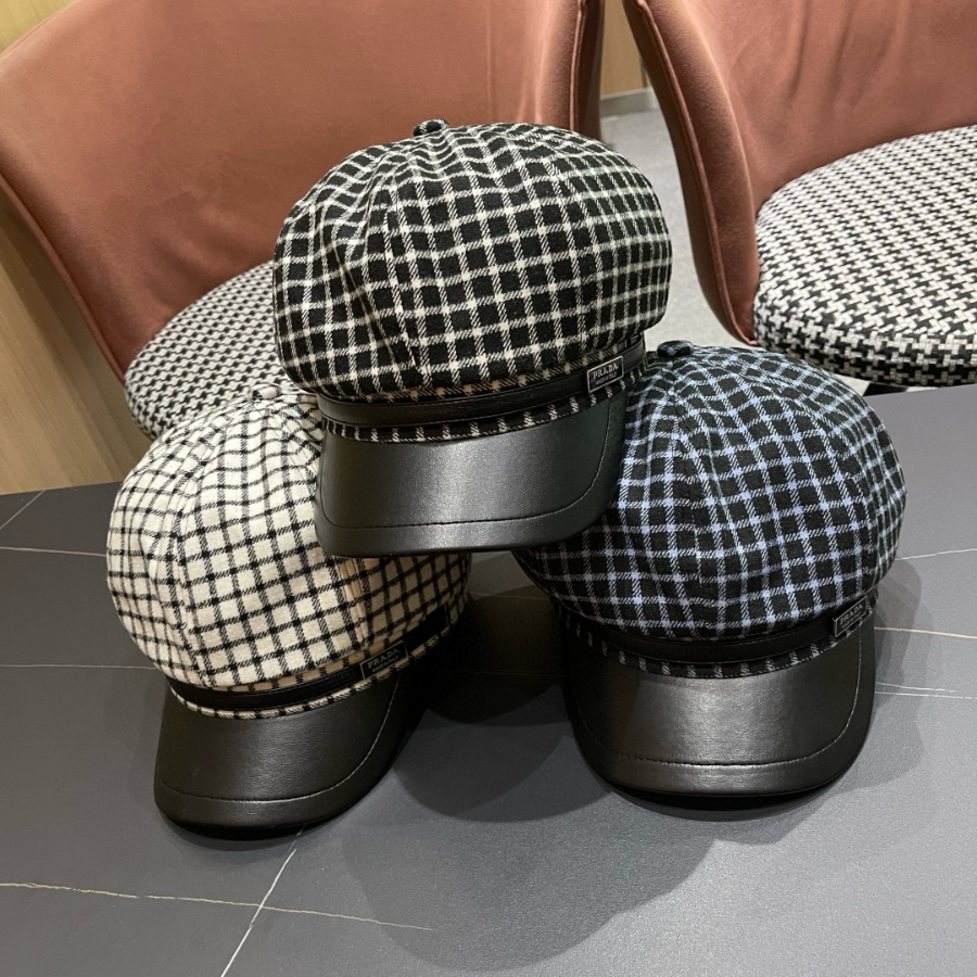 PRADA 프라다 2025 신형 격자무늬 봄 가을 베레모 11