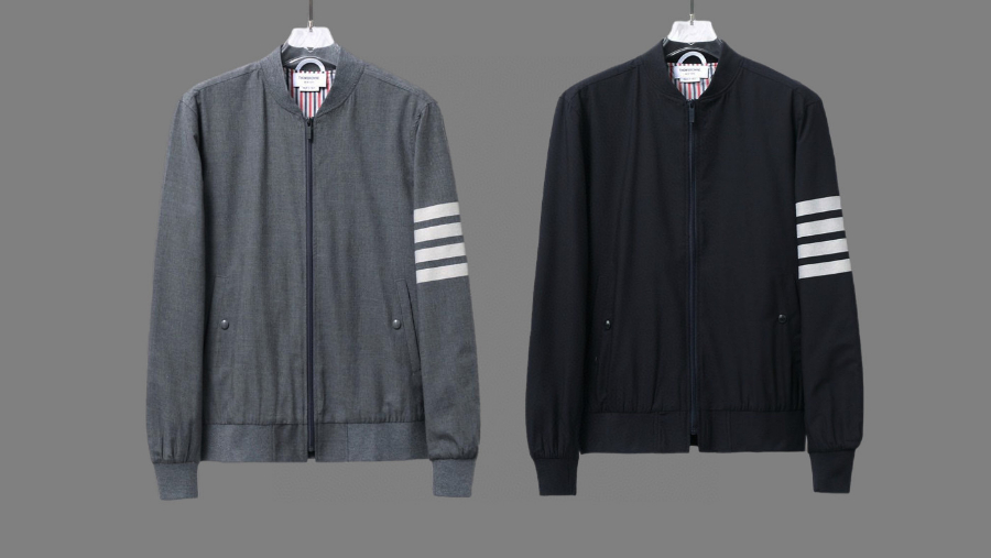 Thom Browne TB 울 블렌드 컬러 배색 야구 점퍼 1