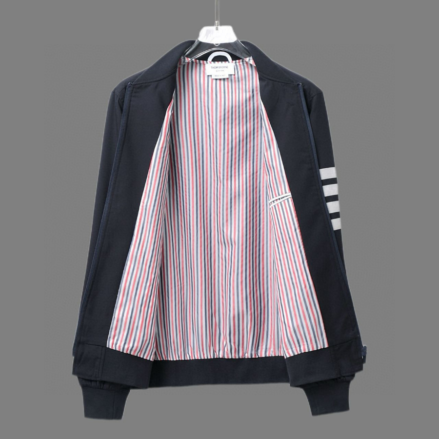 Thom Browne TB 울 블렌드 컬러 배색 야구 점퍼 4