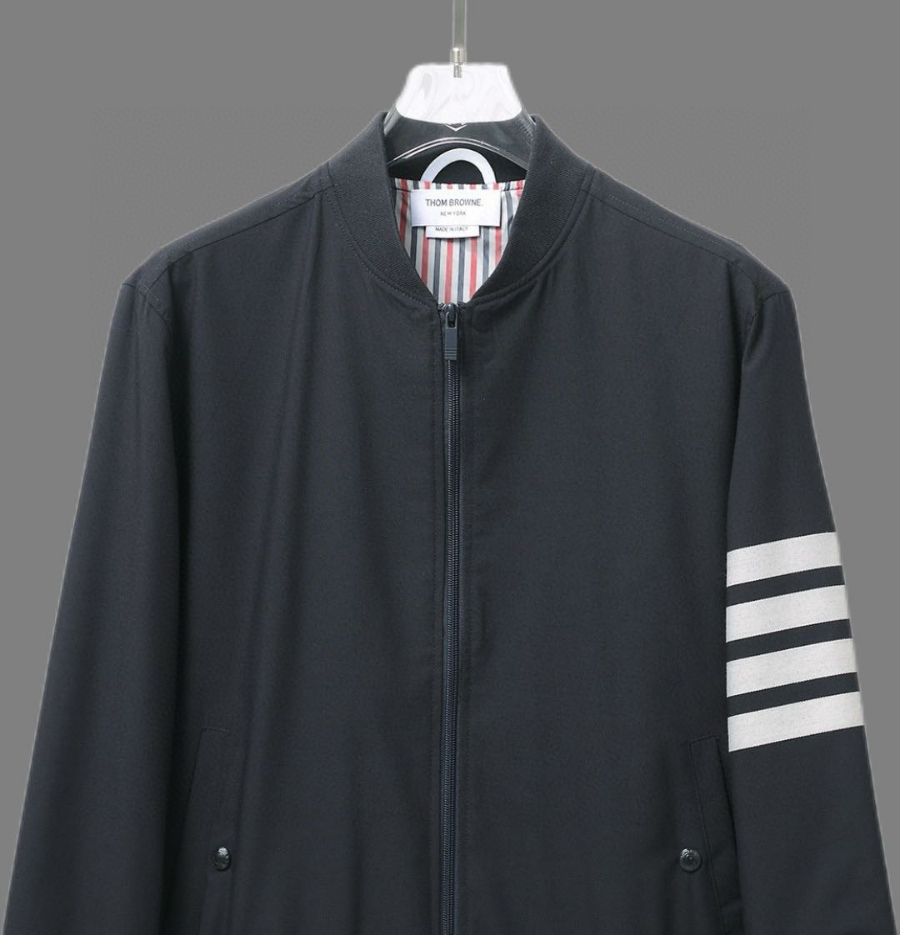 Thom Browne TB 울 블렌드 컬러 배색 야구 점퍼 5
