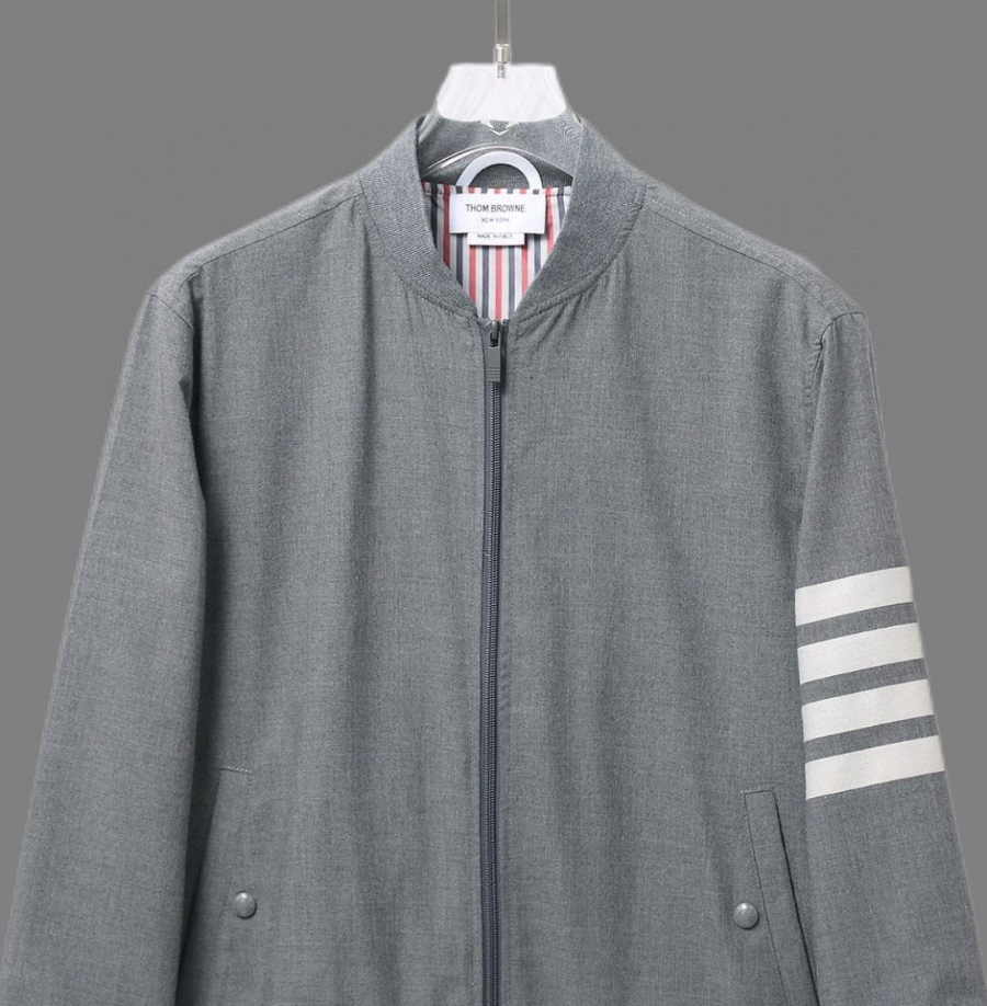 Thom Browne TB 울 블렌드 컬러 배색 야구 점퍼 6