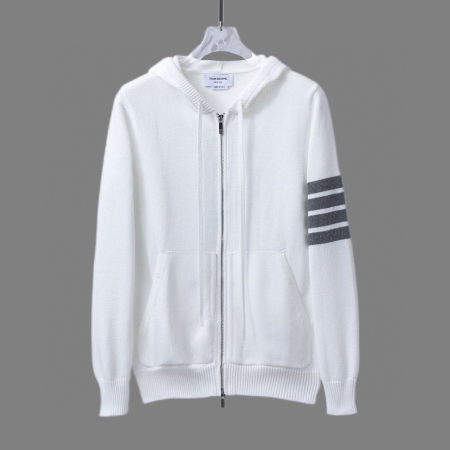 Thom Browne TB 요트 자수 순모 니트 후드 집업 1