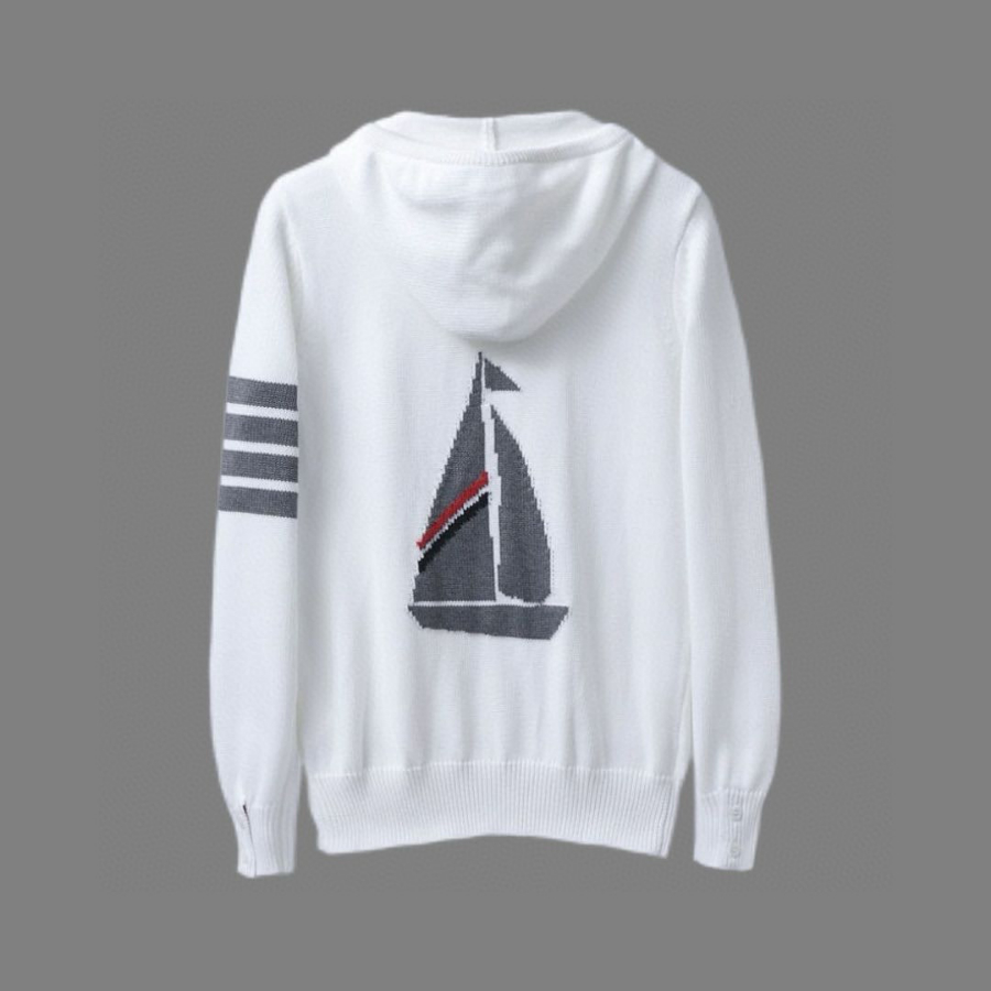 Thom Browne TB 요트 자수 순모 니트 후드 집업 2