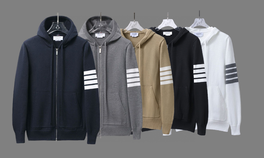 Thom Browne TB 요트 자수 순모 니트 후드 집업 3