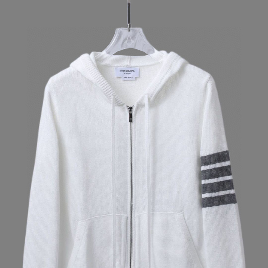 Thom Browne TB 요트 자수 순모 니트 후드 집업 5