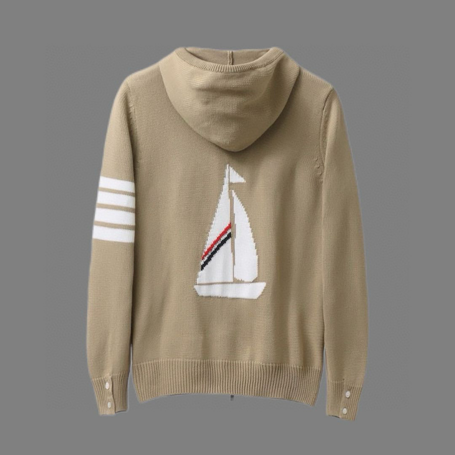 Thom Browne TB 요트 자수 순모 니트 후드 집업 2