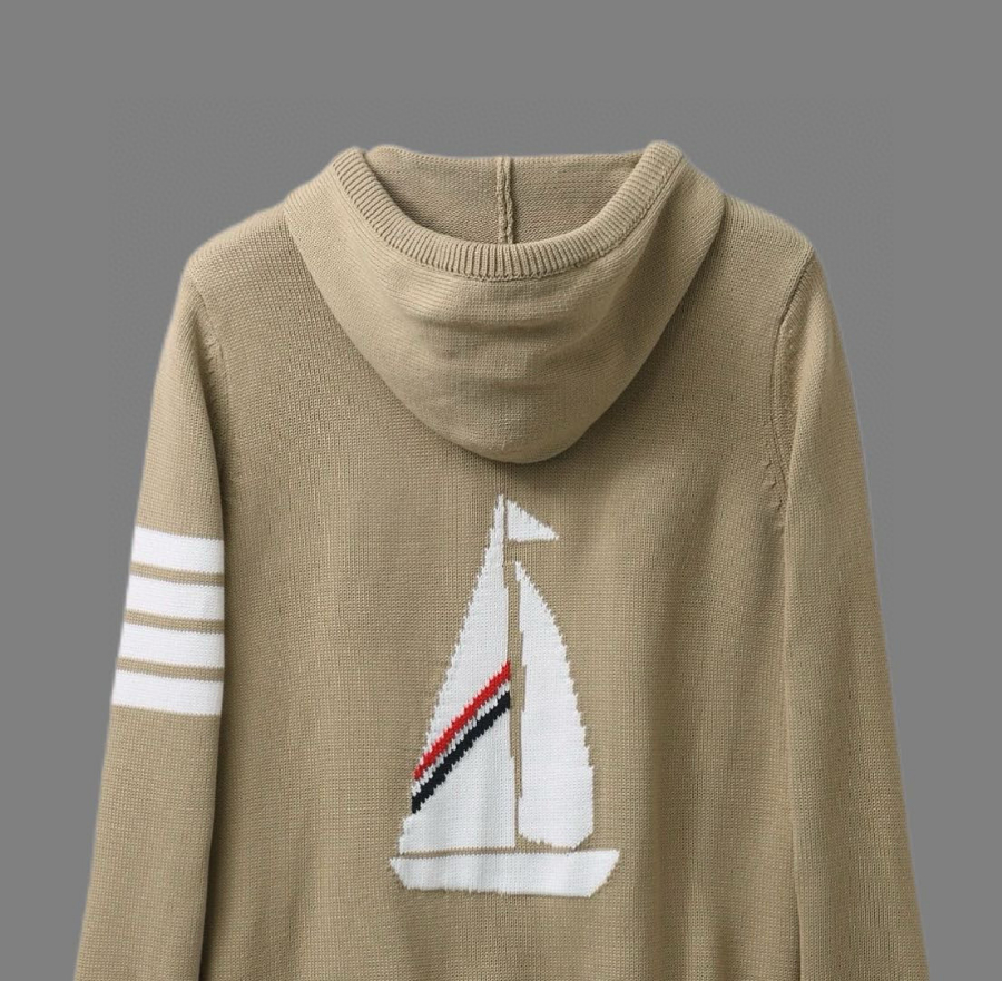 Thom Browne TB 요트 자수 순모 니트 후드 집업 5