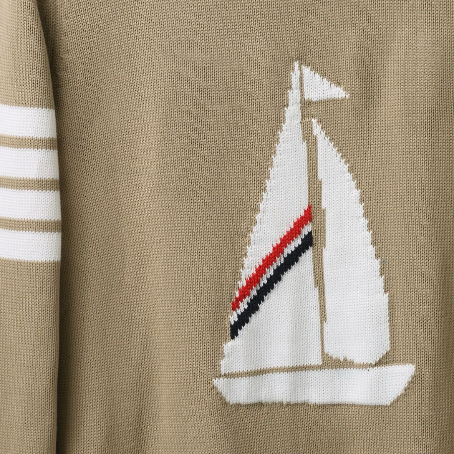 Thom Browne TB 요트 자수 순모 니트 후드 집업 6