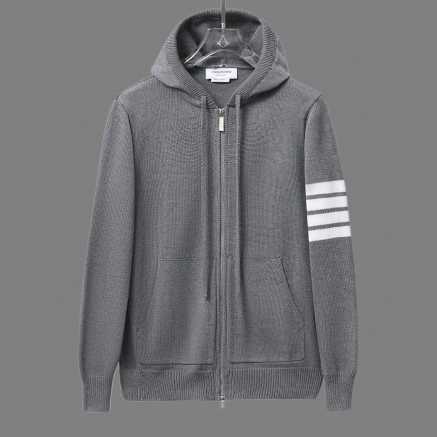 Thom Browne TB 요트 자수 순모 니트 후드 집업 1