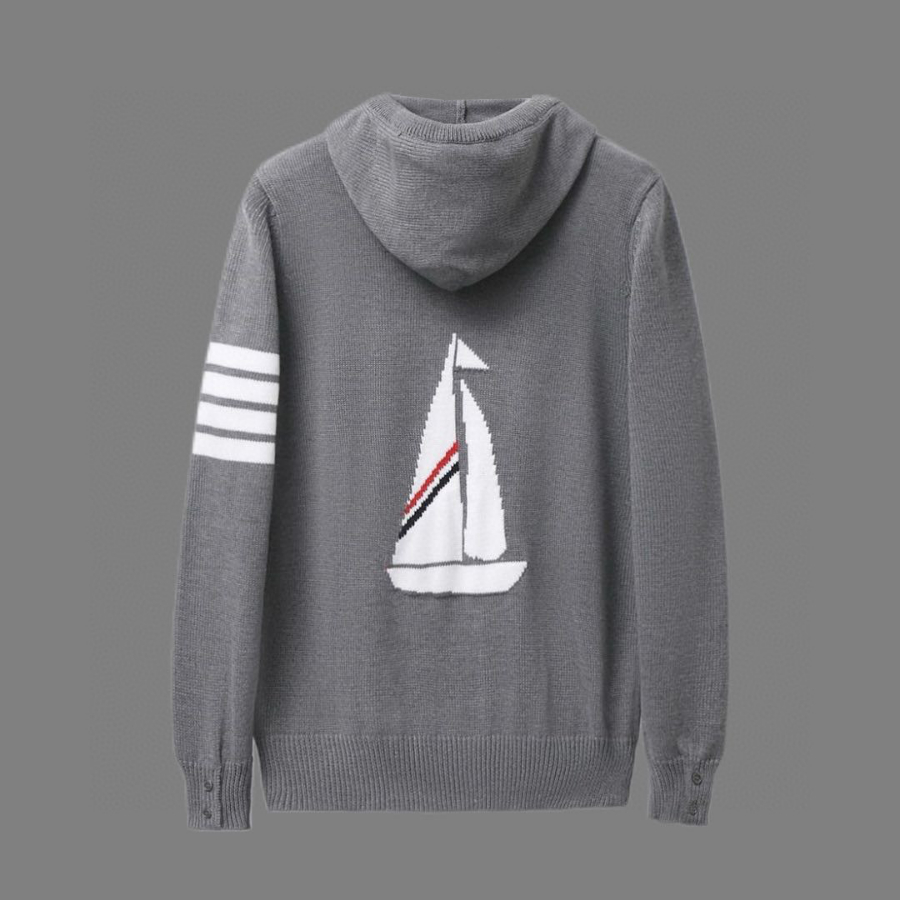 Thom Browne TB 요트 자수 순모 니트 후드 집업 2