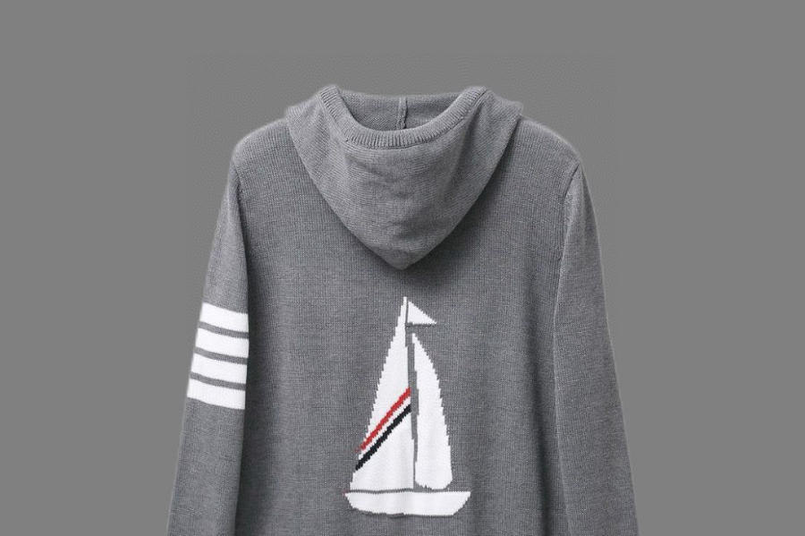 Thom Browne TB 요트 자수 순모 니트 후드 집업 5