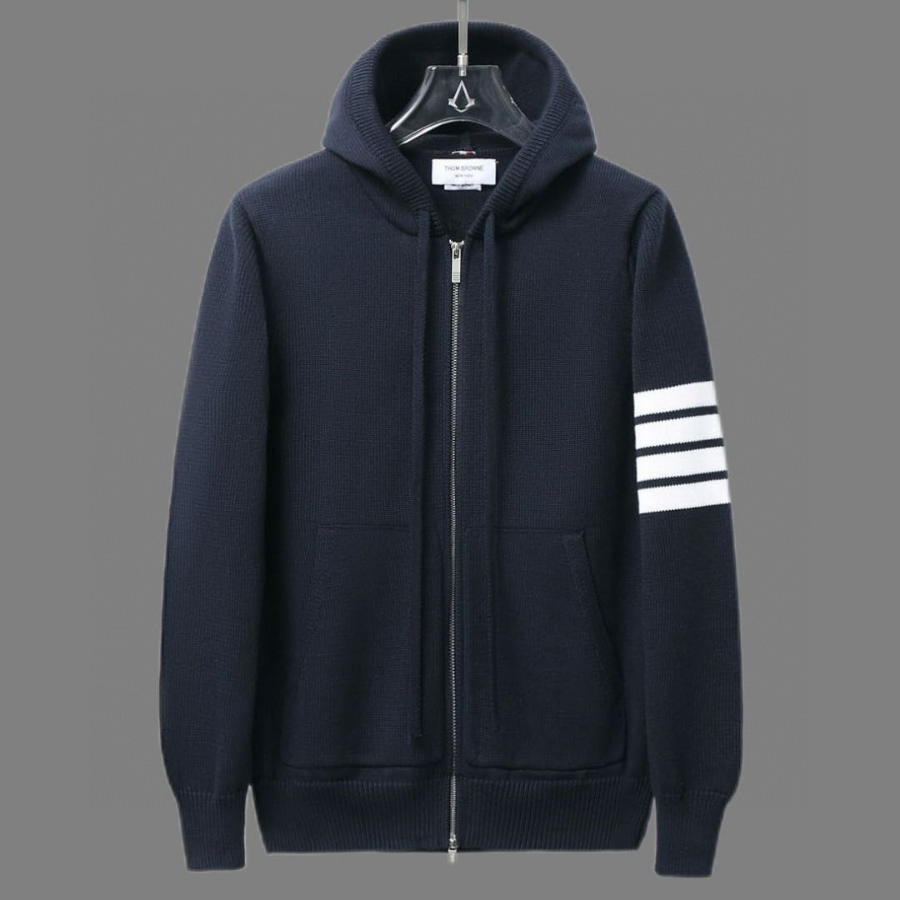 Thom Browne TB 요트 자수 순모 니트 후드 집업 1