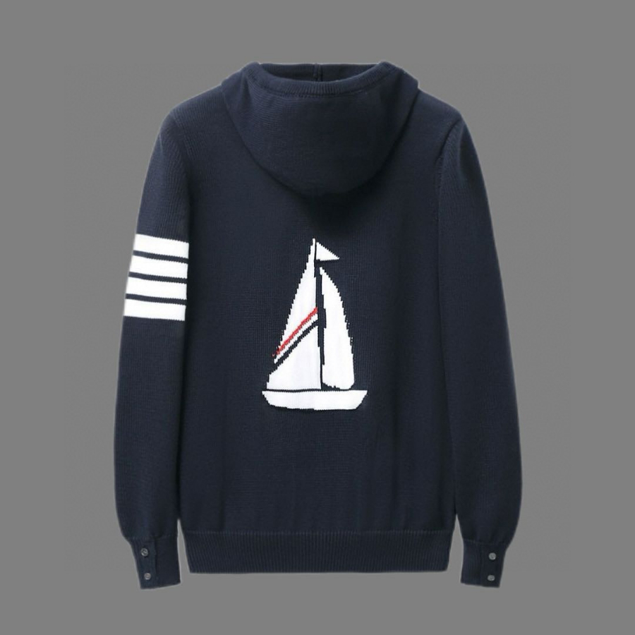 Thom Browne TB 요트 자수 순모 니트 후드 집업 2