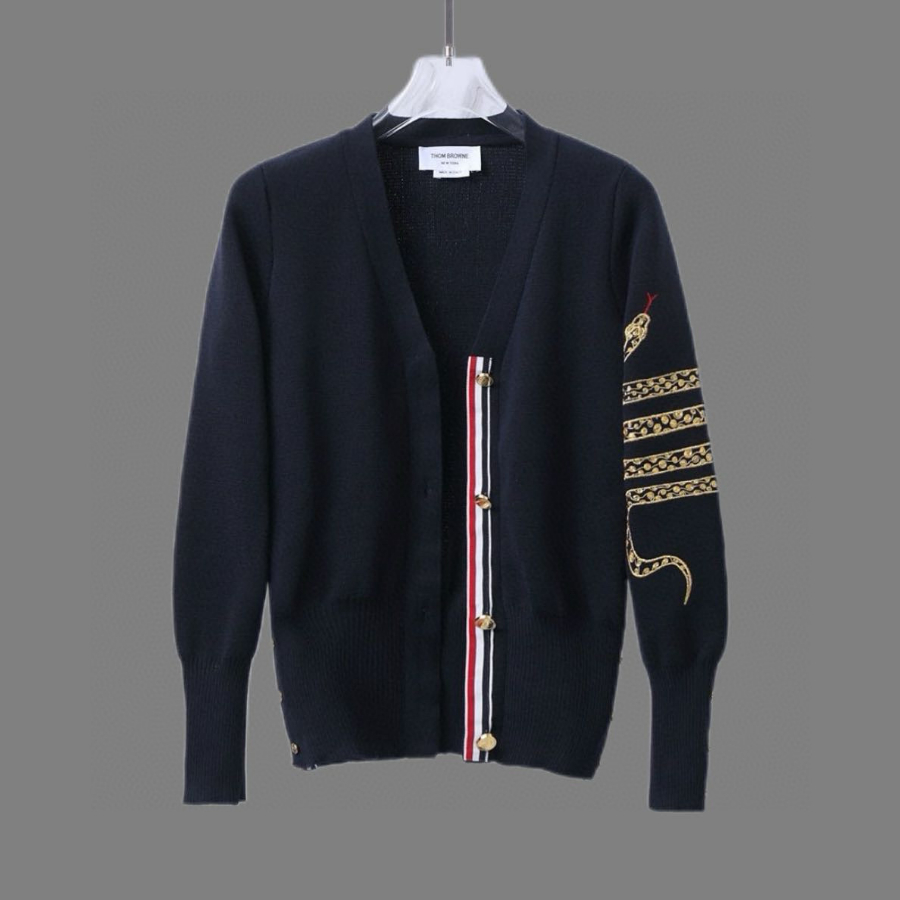 Thom Browne TB 여성 한정판 스네이크(뱀) 자수 순모 가디건 3