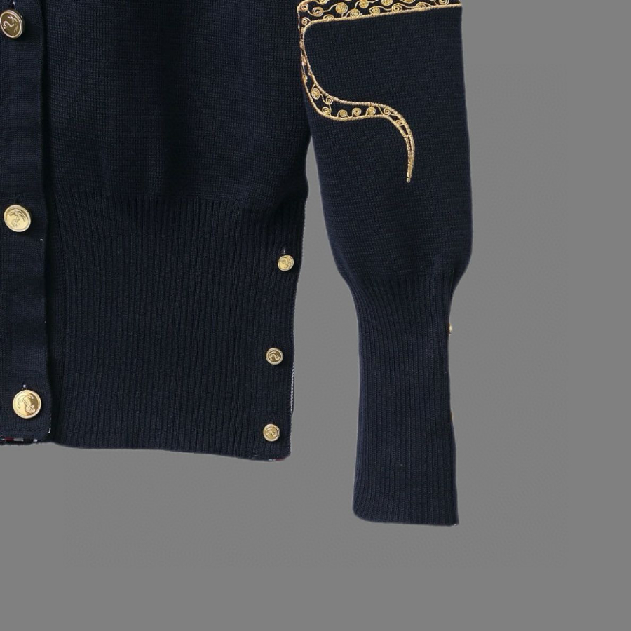 Thom Browne TB 여성 한정판 스네이크(뱀) 자수 순모 가디건 6