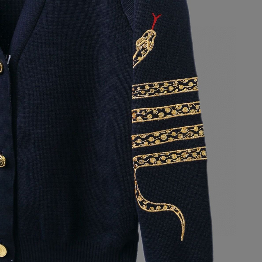 Thom Browne TB 여성 한정판 스네이크(뱀) 자수 순모 가디건 9