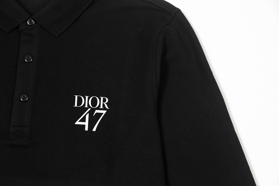 DIOR 디올 남성 고품질 면 소재 비즈니스 캐주얼 긴팔 폴로 셔츠 6