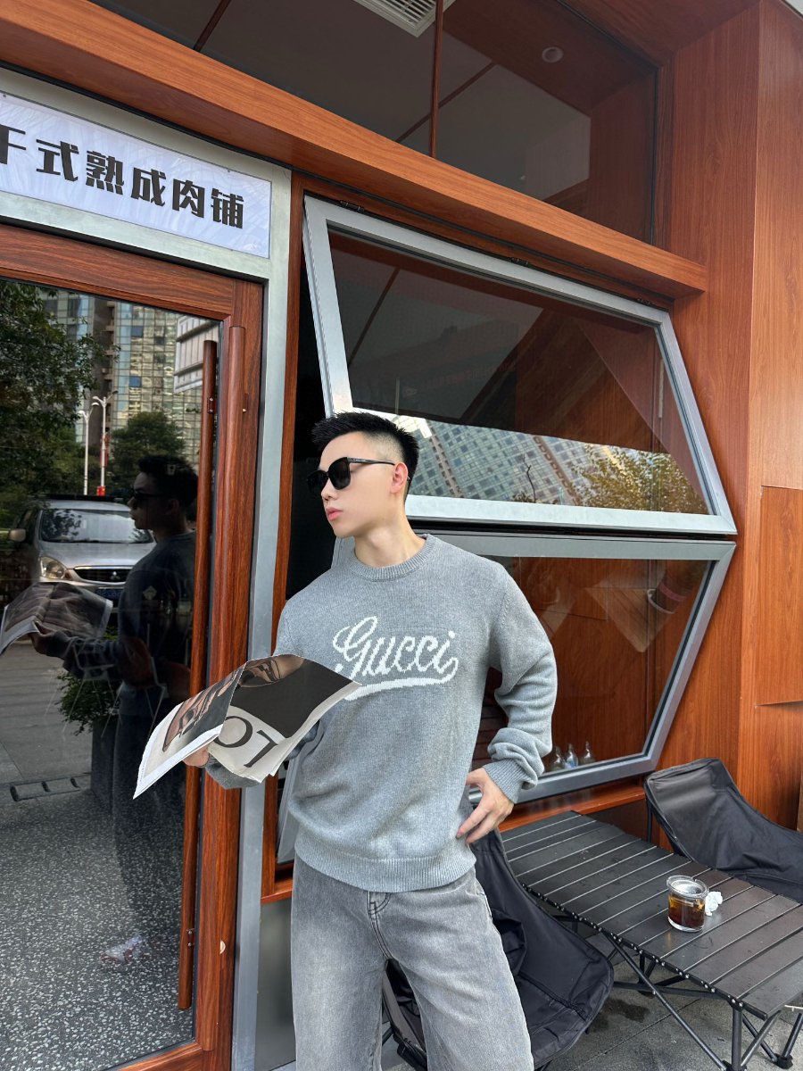 Gucci 구찌 로고 인타르시아 울 니트 스웨터 4