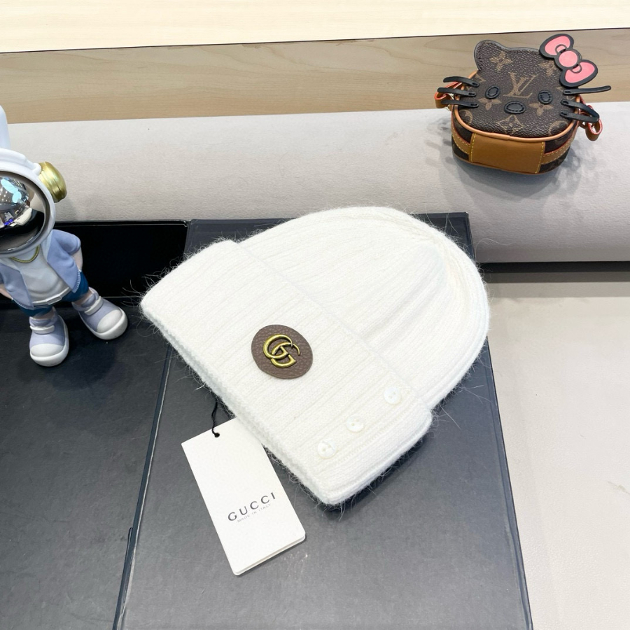 Gucci 구찌 GG 로고 니트 비니 - 겨울 보온 울 비니 2