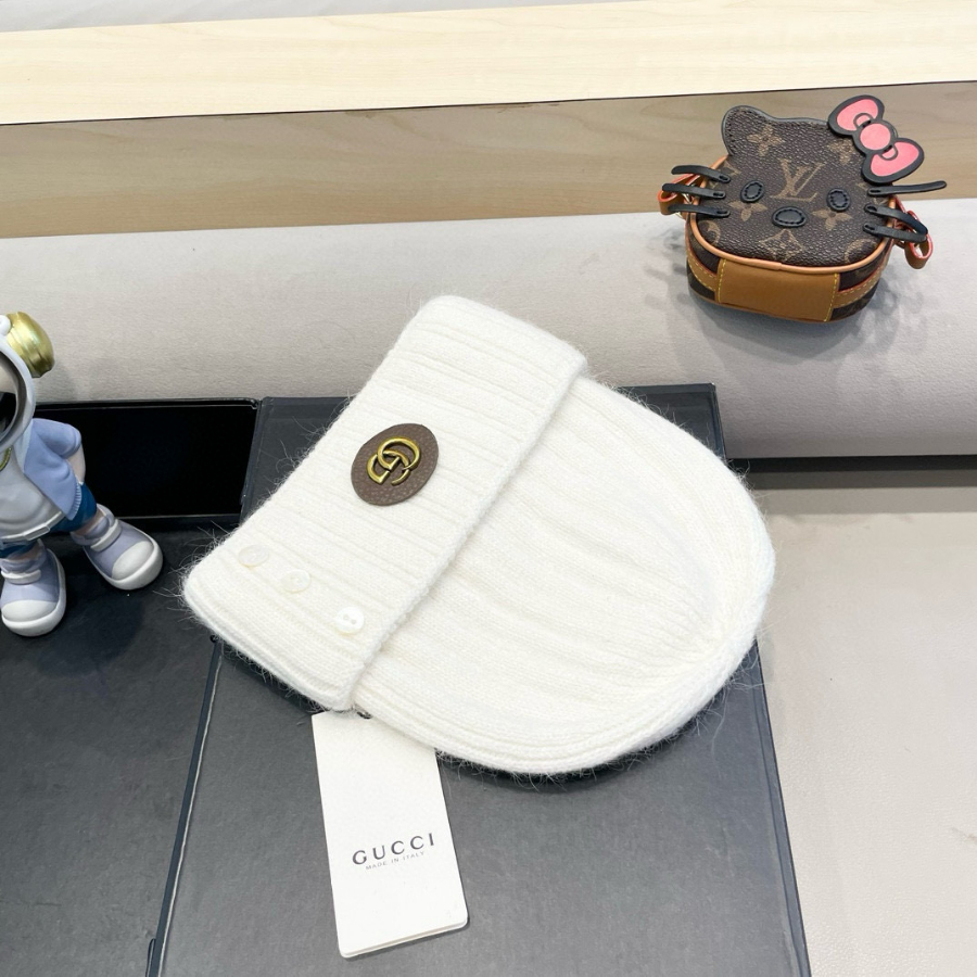 Gucci 구찌 GG 로고 니트 비니 - 겨울 보온 울 비니 8