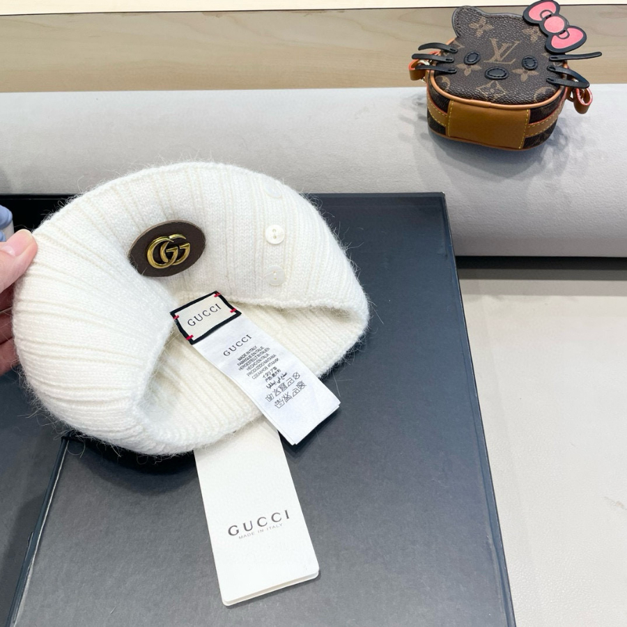 Gucci 구찌 GG 로고 니트 비니 - 겨울 보온 울 비니 9