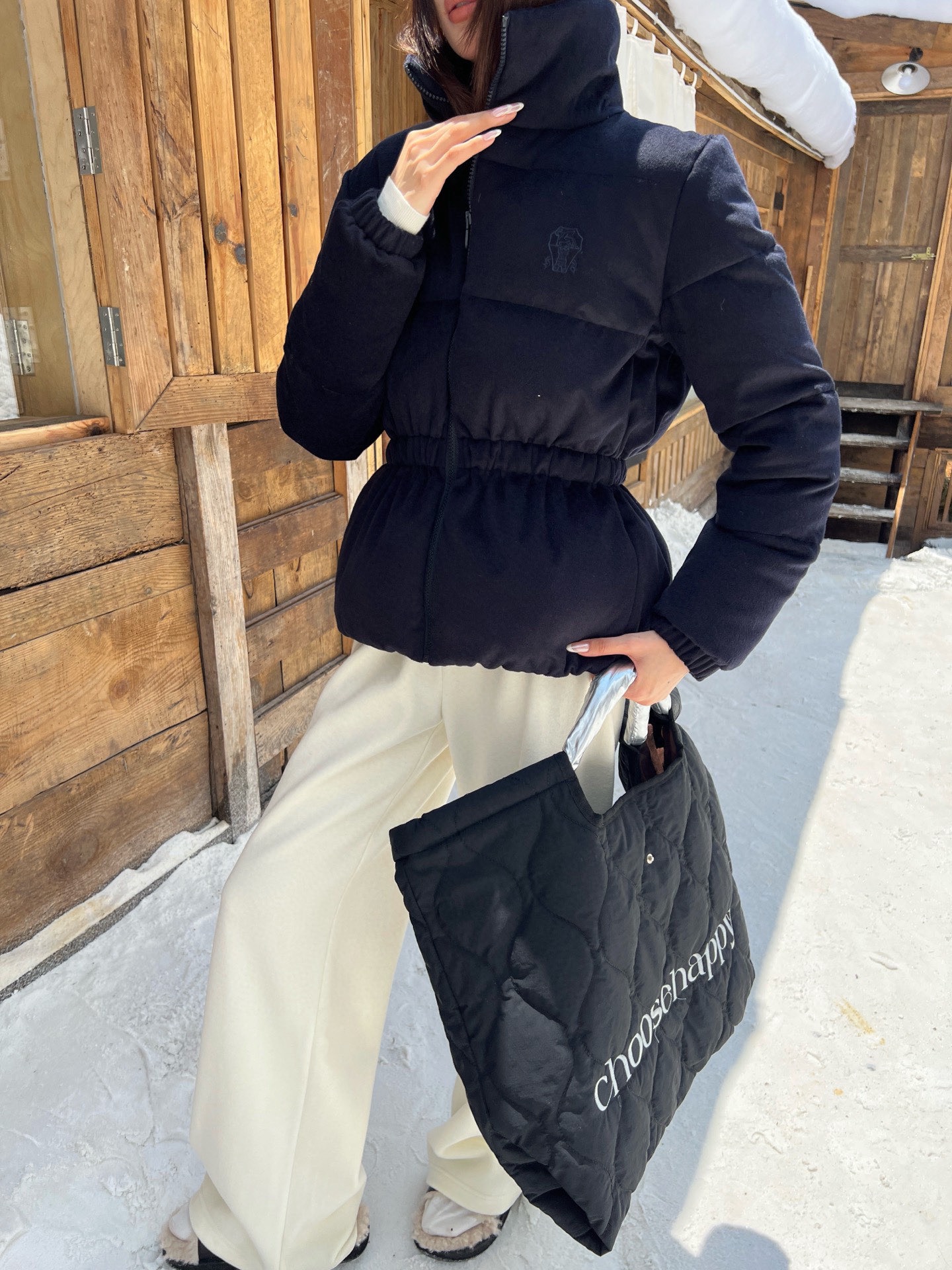 Brunello Cucinelli 브루넬로 쿠치넬리 2025 가을·겨울 여성 하이넥 허리 스트링 구스다운 점퍼 7