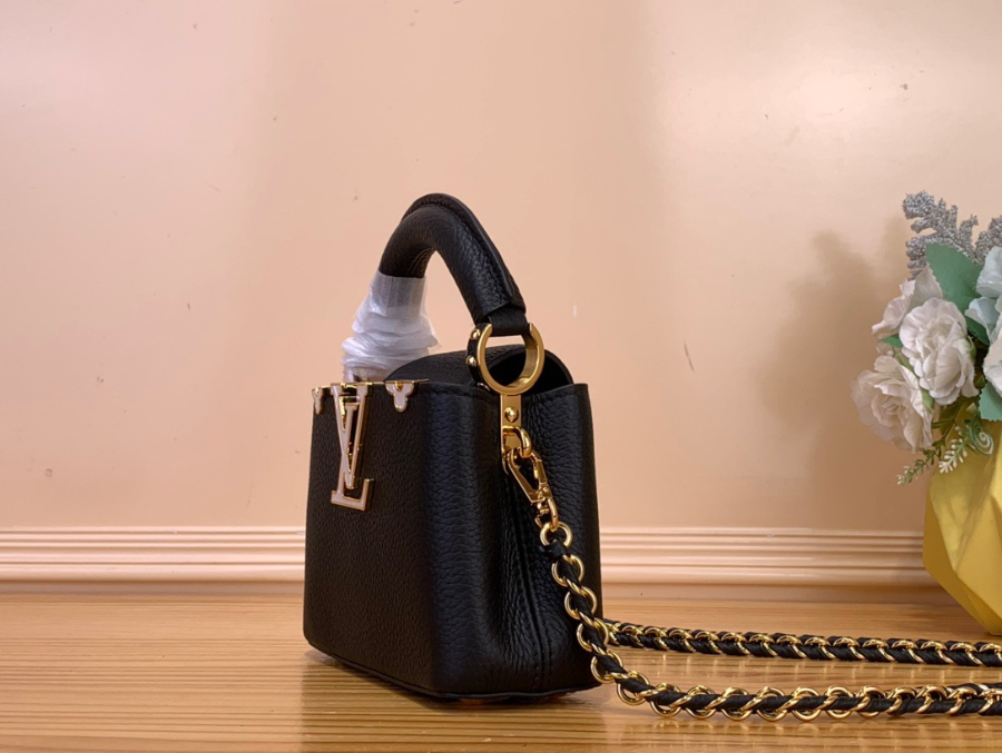 Louis Vuitton 루이비통 2025 카퓌신 나노 블랙 토뤼옹 가죽 핸드백 3