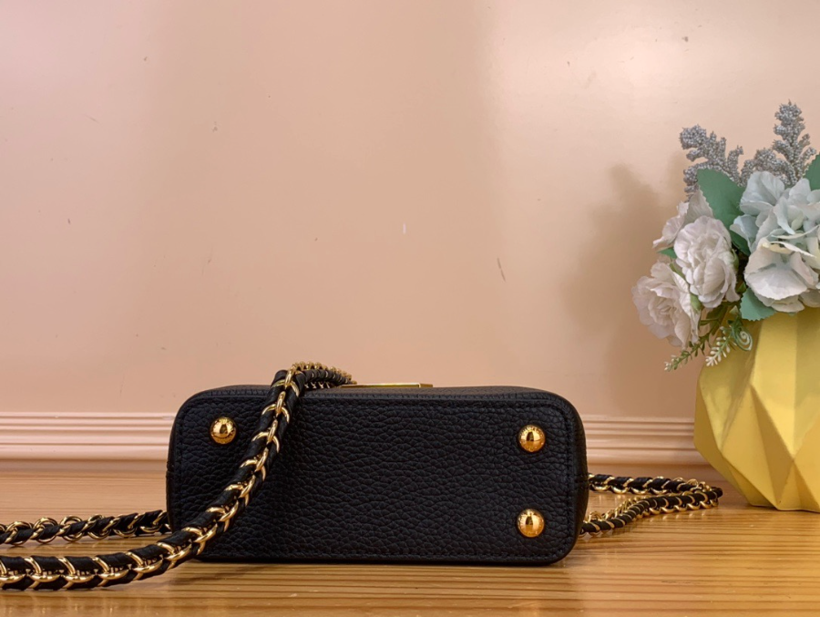 Louis Vuitton 루이비통 2025 카퓌신 나노 블랙 토뤼옹 가죽 핸드백 5