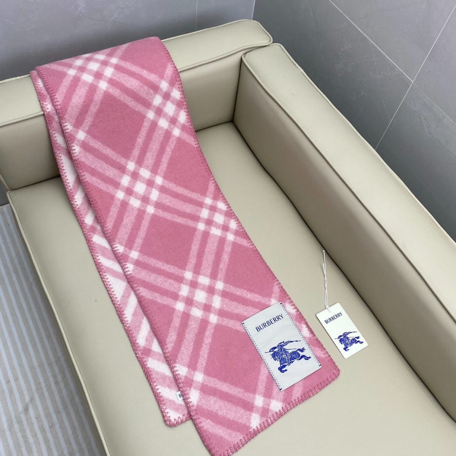 BURBERRY 버버리 클래식 체크 양모 머플러 핑크 4