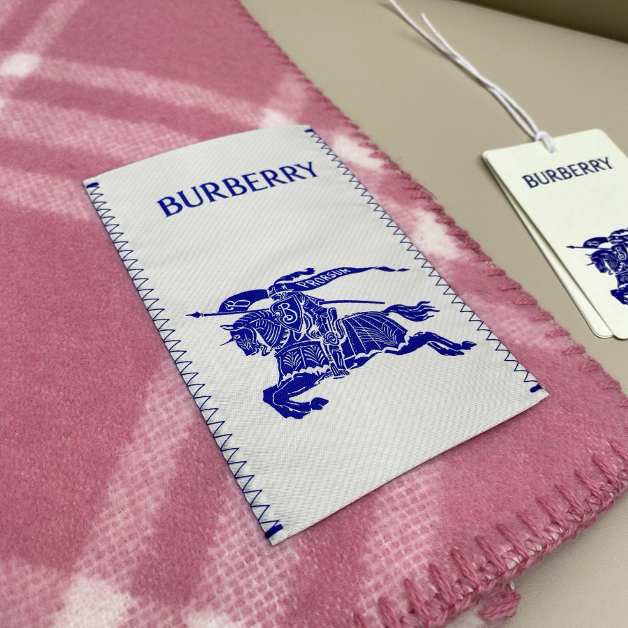 BURBERRY 버버리 클래식 체크 양모 머플러 핑크 5