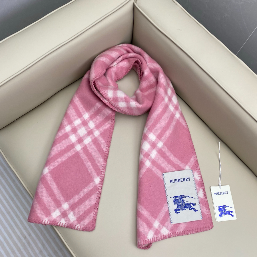 BURBERRY 버버리 클래식 체크 양모 머플러 핑크 9