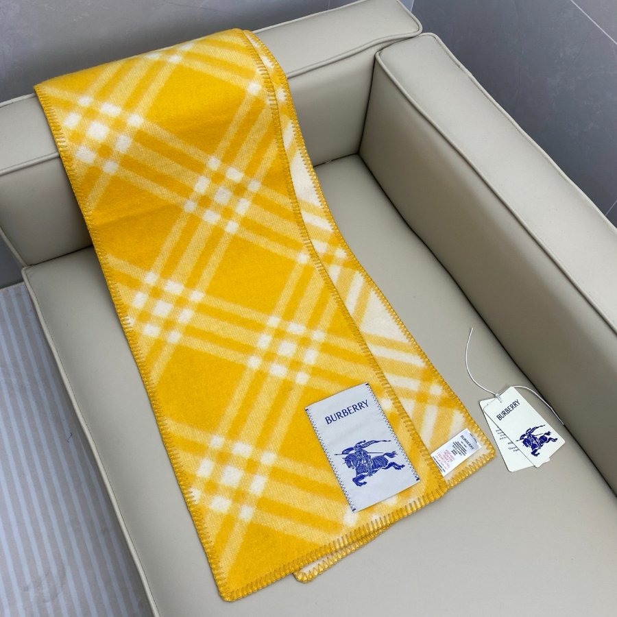 BURBERRY 버버리 클래식 체크 양모 머플러 옐로우 4