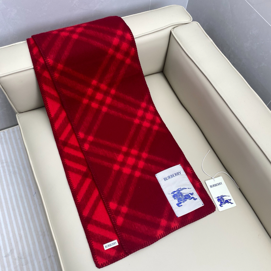 BURBERRY 버버리 클래식 체크 양모 머플러 레드 4