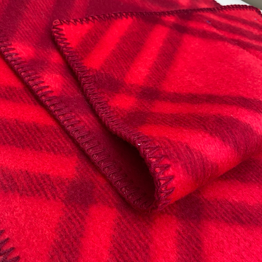 BURBERRY 버버리 클래식 체크 양모 머플러 레드 7