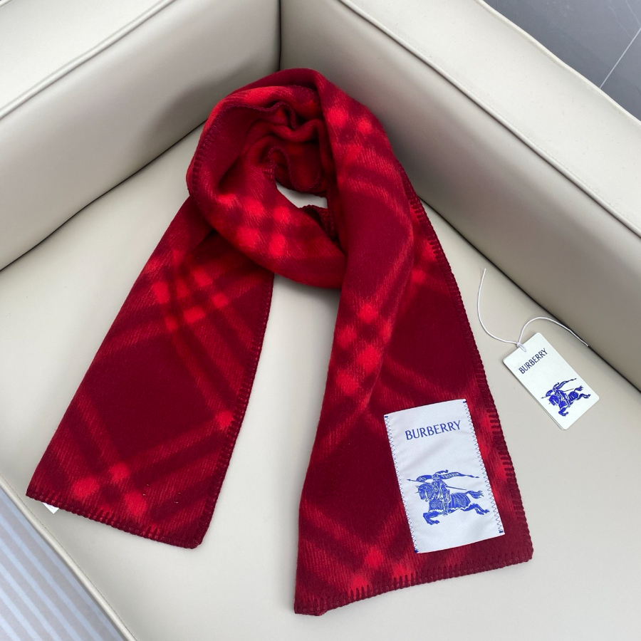 BURBERRY 버버리 클래식 체크 양모 머플러 레드 9