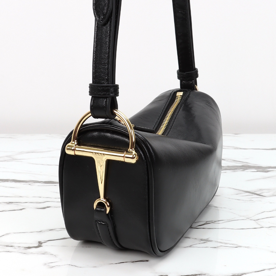 GUCCI 구찌 Half Horsebit 숄더백 19.5cm 에나멜블랙 4