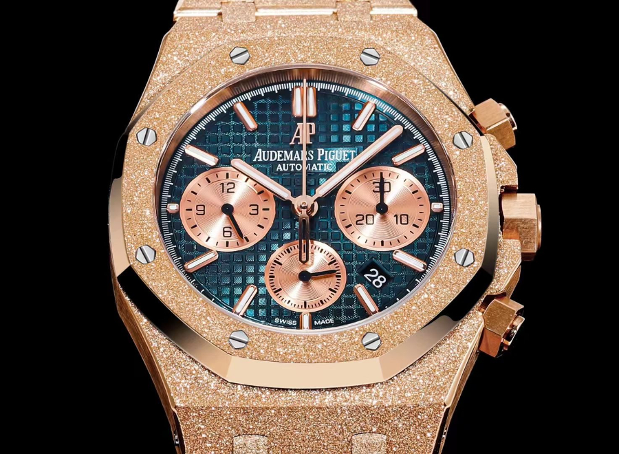 Audemars Piguet Royal Oak Chronograph 41mm Purple Dial 오데마 피게 로얄 오크 크로노그래프 41mm 골드베젤 코발트 다이얼 5