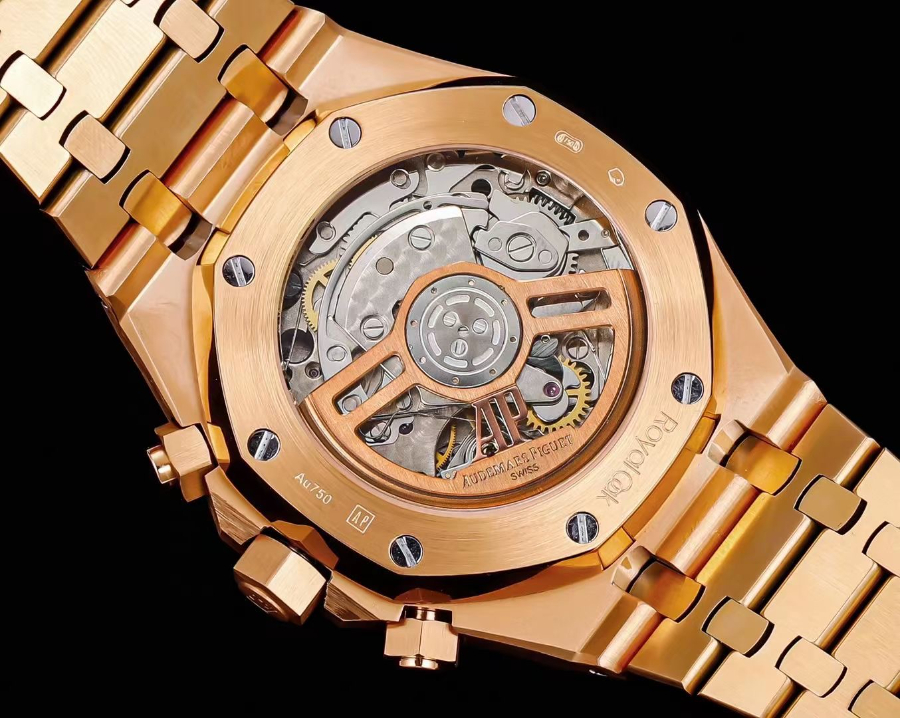 Audemars Piguet Royal Oak Chronograph 41mm Purple Dial 오데마 피게 로얄 오크 크로노그래프 41mm 골드베젤 코발트 다이얼 10