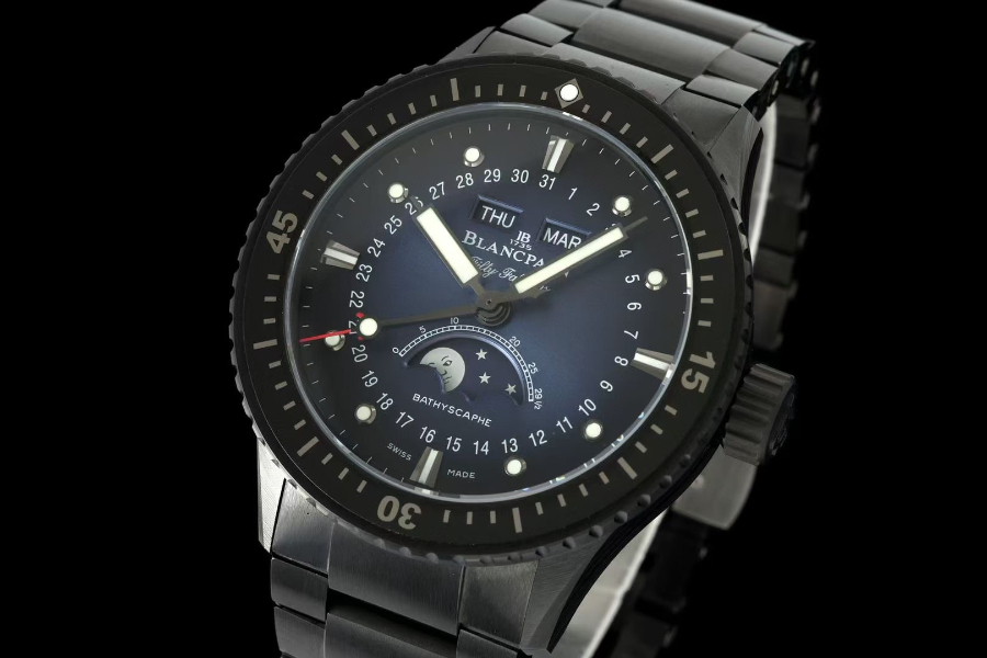 Blancpain Fifty Fathoms Bathyscaphe 블랑팡 피프티 패덤즈 바티스카프 컴플리트 캘린더 문페이즈 세라믹 네이비 4