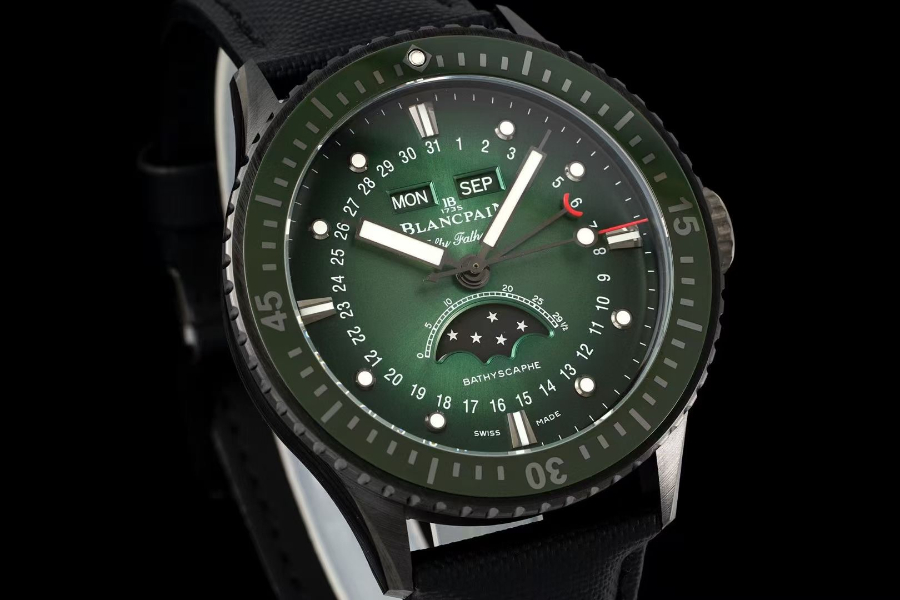Blancpain Fifty Fathoms Bathyscaphe 블랑팡 피프티 패덤즈 바티스카프 컴플리트 캘린더 문페이즈 세라믹 그린 3