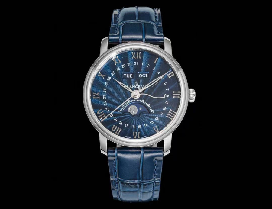 Blancpain Villeret Quantième Complet Phases de Lune 6654 블랑팡 빌레레 컴플리트 캘린더 문페이즈 6654 실버 네이비다이얼 2