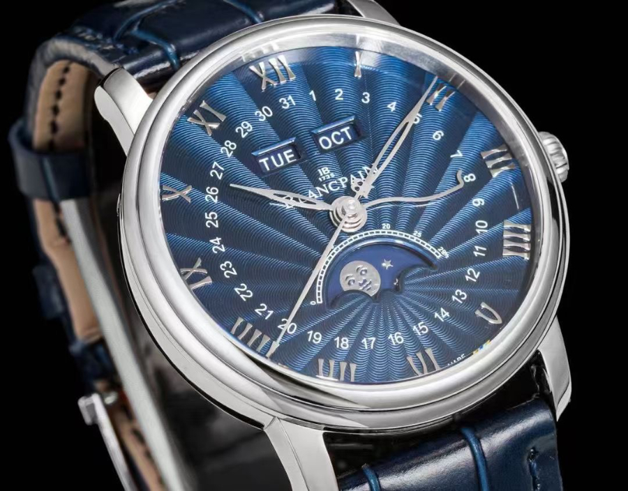 Blancpain Villeret Quantième Complet Phases de Lune 6654 블랑팡 빌레레 컴플리트 캘린더 문페이즈 6654 실버 네이비다이얼 4