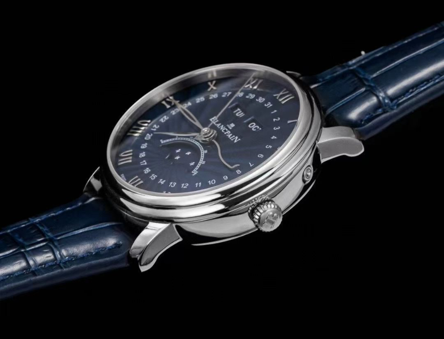 Blancpain Villeret Quantième Complet Phases de Lune 6654 블랑팡 빌레레 컴플리트 캘린더 문페이즈 6654 실버 네이비다이얼 7