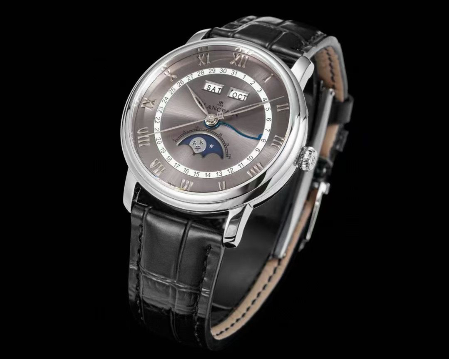 Blancpain Villeret Quantième Complet Phases de Lune 6654 블랑팡 빌레레 컴플리트 캘린더 문페이즈 6654 실버 그레이다이얼 3